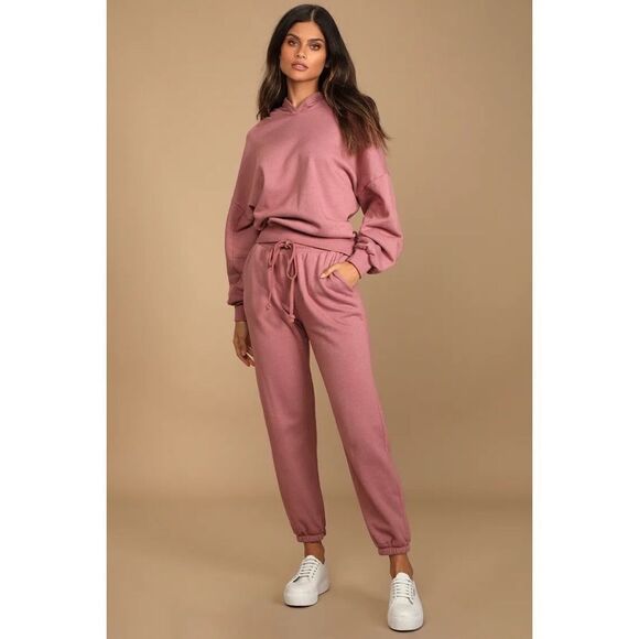 Lulus Boat House Mauve Pink Drawstring Joggers - Picture 4 of 5